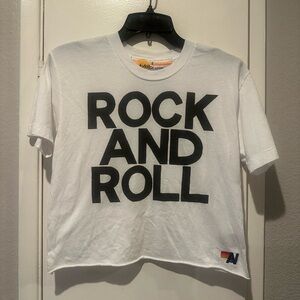 AVIATOR NATION ROCK AND ROLL BOYFRIEND TEE - WHITE